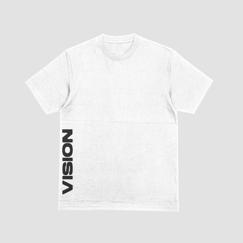 white vison front Design: Minimalist Graphic: Side Seam "VISION" Graphic Occasion: Casual, Streetwear Care Instructions: Machine Wash Cold, Tumble Dry Low